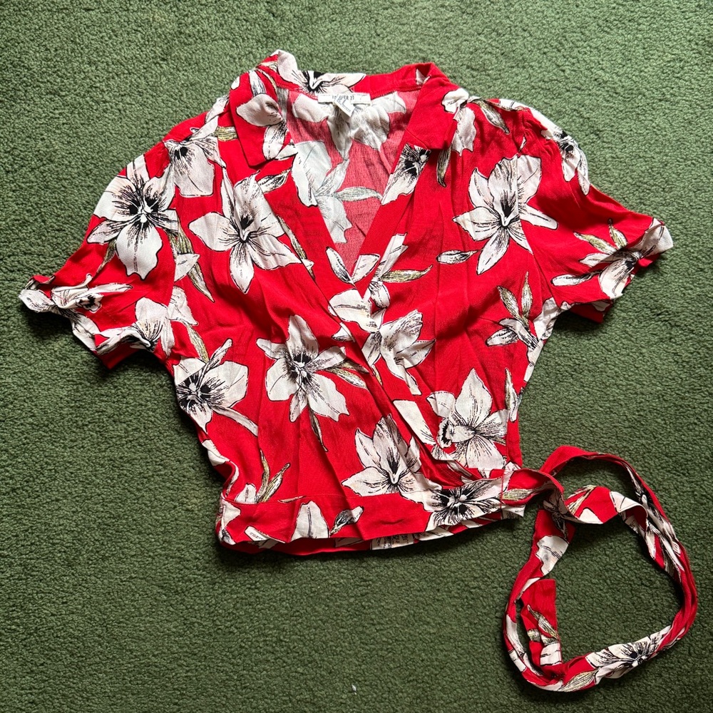 Forever 21 Red Floral Blouse